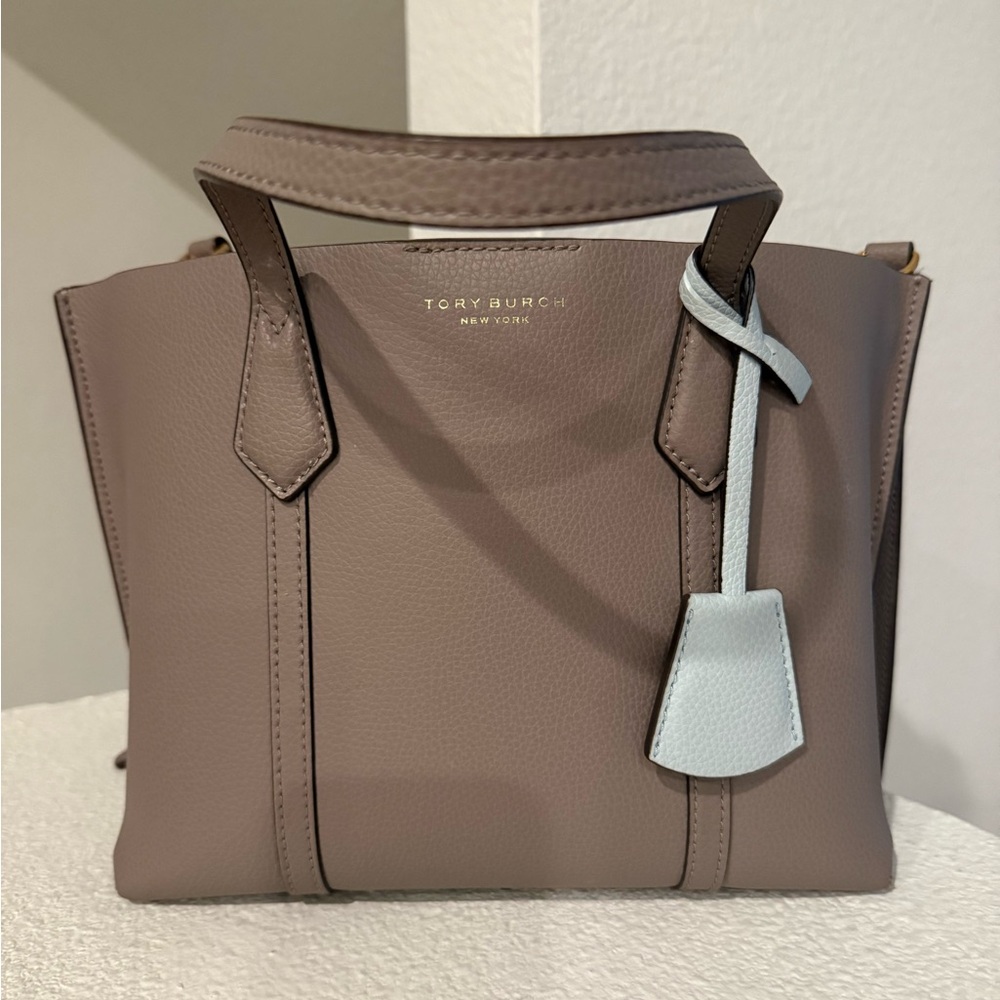 Tory Burch Women's Taupe and Light Blue Satchel